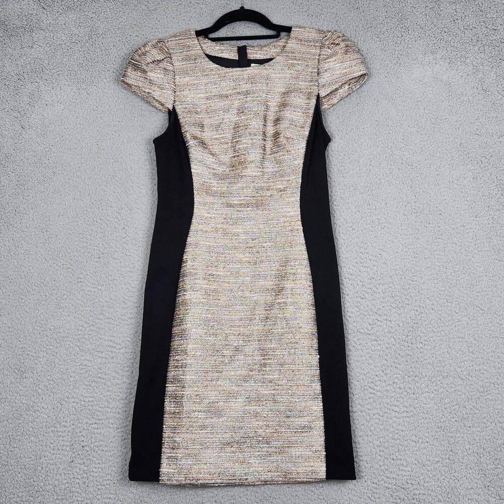 Moulinette Soeurs Dress Womens 4 Metallic Sheath Short Sleeve Anthropologie